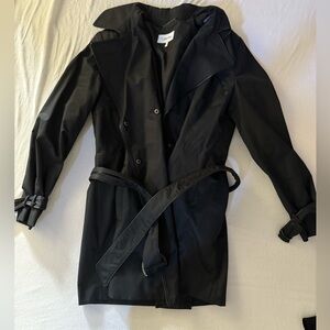 Calvin Klein Chic Black Double-Breasted Trench Coat